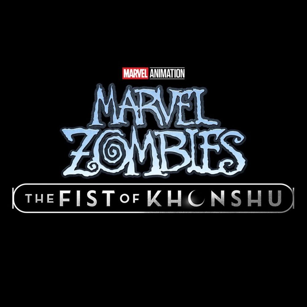 Logo of Marvel Zombies: The Fist of Khonshu from Marvel Animation, featuring stylized text against a black background.